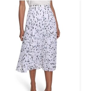 Calvin Klein White and Black Patterned Midi Skirt